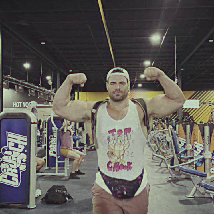 Eric Bugenhagen aka Bugez Von Hagen aka Rick Boogs aka Dik Del Hagen aka Rick the Stick has endured endless cerebral anguish to conceive a shirt that optimally allows one to display their superior and immaculate density. After endless torment, it hit The Stick like a ton of frickin bricks! Behold, the perfect fitting tank top with the most quintessential artistry exhibiting peak freak big kahuna horse cockery…the TOP CHOOK!